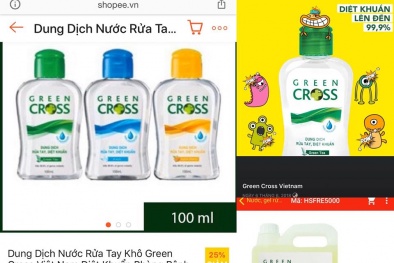 Dung dịch rửa tay Green Cross quảng cáo sai công dụng?
