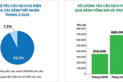Số lượng yêu cầu về dịch vụ điện tăng vọt trong tháng 3