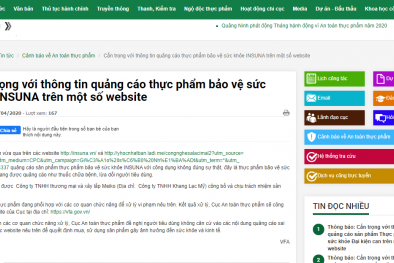 Website giả mạo bị ‘tuýt còi’ vì quảng cáo TPBVSK INSUNA và Mr Sun sai sự thật