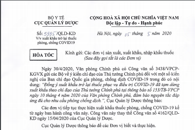 Các đơn vị tiếp tục xuất khẩu trở lại thuốc phòng, chống COVID-19