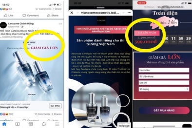 Cảnh báo hàng loạt Fanpage và website giả mạo Lancôme Việt Nam bán hàng giả