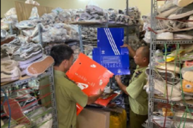 Tạm giữ 5.182 sản phẩm giày, dép có dấu hiệu giả nhãn hiệu Adidas, Nike