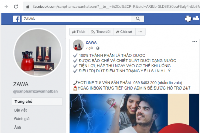 Thực phẩm chức năng Zawa quảng cáo sai quy định, người dùng cân nhắc trước khi mua