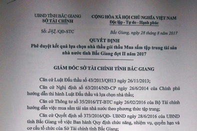 Mua sắm tài sản Nhà nước tại tỉnh Bắc Giang có vi phạm pháp luật về đấu thầu?