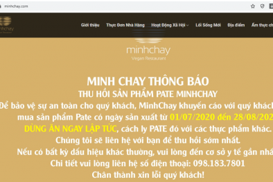 Pate Minh Chay chứa chất gây ngộ độc: Doanh nghiệp ra thông báo thu hồi