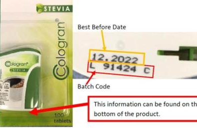 Chất tạo ngọt Cologran Stevia bị thu hồi vì chứa phụ gia thực phẩm không được công bố trên nhãn