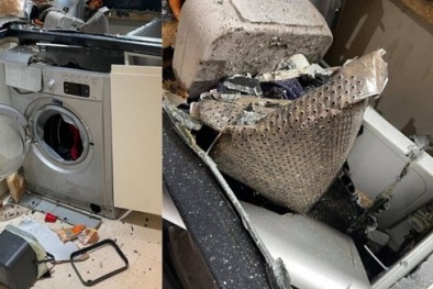 Máy giặt phát nổ như bom và vỡ vụn trong bếp, những sai lầm hay mắc cần tránh