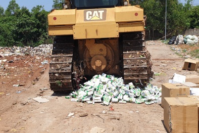 Tiêu hủy hơn 5.300 hộp sữa bột Omega 369 Q10 Alaska giả