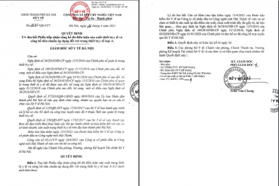 Thu hồi phiếu tiếp nhận công bố đủ điều kiện sản xuất thiết bị y tế của Công ty Hải Thịnh