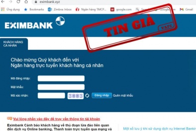 Cảnh báo giả mạo ngân hàng Eximbank lừa đảo người dùng 