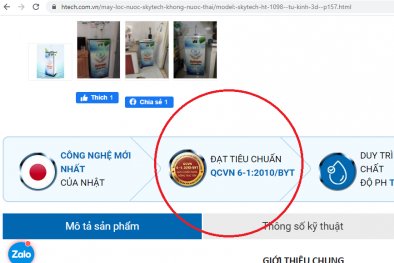 Máy lọc nước HTECH có được chứng nhận hợp quy Quy chuẩn QCVN 6-1:2010/BYT?