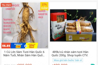  Loạn giá sâm tươi Hàn Quốc bán trên chợ mạng