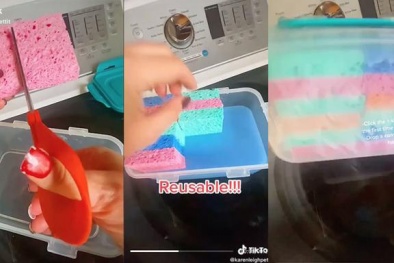 Cẩn trọng khi dùng bọt biển ngâm nước xả vải cho vào máy sấy quần áo