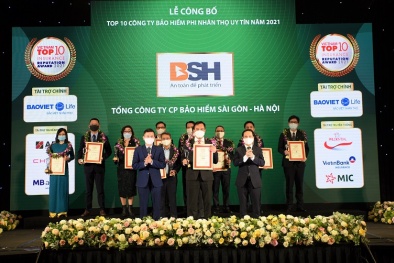 Bảo hiểm BSH được vinh danh Top 10 thương hiệu bảo hiểm uy tín 2021