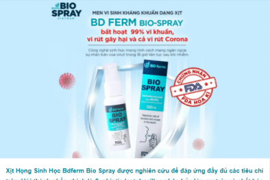 Xịt họng Bdferm Bio Spray 'nổ' bất hoạt 99,9% Virus Corona, lừa dối người tiêu dùng?