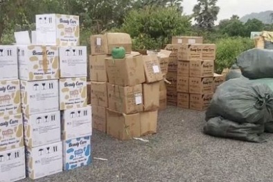 Bắt giữ 3 xe tải vận chuyển hàng hóa không rõ nguồn gốc và xuất xứ tại An Giang