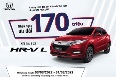 Mua Honda HR-V phiên bản L trong tháng 3, nhận ngay ưu đãi 170 triệu