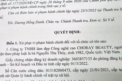 Xử phạt 90 triệu đồng một cơ sở thẩm mỹ 'chui' tại Đồng Nai