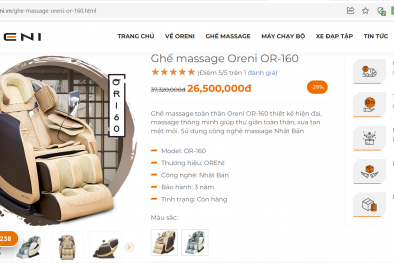 Mập mờ nguồn gốc, xuất xứ sản phẩm ghế massage Oreni