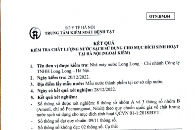 Kiểm tra chất lượng nước tại Nhà máy nước Long Long, phát hiện hai chỉ tiêu không đạt quy chuẩn