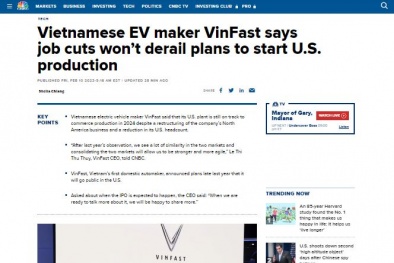 CNBC: VinFast sản xuất xe điện tại Mỹ từ năm 2024