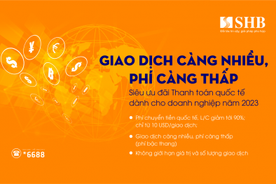 Nhiều ưu đãi hấp dẫn khi giao dịch thanh toán quốc tế tại SHB