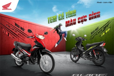 Phiên bản mới mẫu xe Blade 2023 thiết kế thể thao góc cạnh với tem màu cá tính