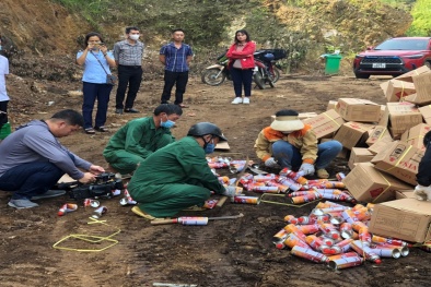 Hà Giang tiêu hủy trên 11.000 chai khí dầu mỏ hóa lỏng mini