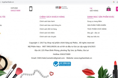 Xử phạt Công ty TNHH MTV Halo Beauty do sai phạm trong thiết lập website để bán hàng