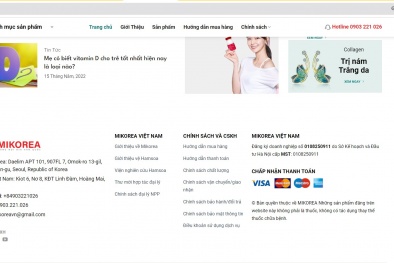 MIKOREA Việt Nam vận hành website thương mại điện tử khi chưa được đăng ký với Bộ Công Thương?