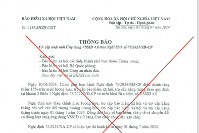 BHXH Việt Nam cảnh báo việc giả mạo văn bản yêu cầu cập nhật mới ứng dụng VssID 4.0