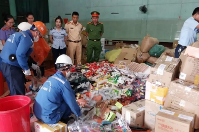 Tiêu hủy số lượng lớn sản phẩm giả nhãn hiệu tại Bắc Giang