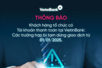 Khách hàng tổ chức có tài khoản thanh toán tại VietinBank: Các trường hợp bị tạm dừng giao dịch từ 01/01/2025