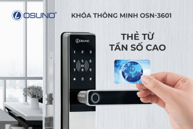 OSUNO trình làng mẫu khóa vân tay cửa gỗ OSN-3601 lắp đặt không cần khoan đục