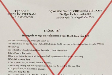 Cảnh giác với văn bản giả mạo EVN về thu tiền điện