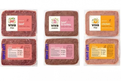 Thu hồi thức ăn cho chó mèo của Công ty Viva Raw do nguy cơ nhiễm khuẩn