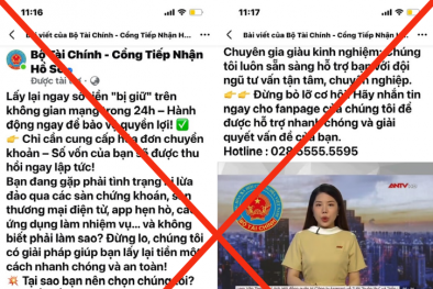 Cảnh báo trang facebook “Bộ Tài Chính – Cổng Tiếp Nhận Hồ Sơ” có tích xanh là giả mạo