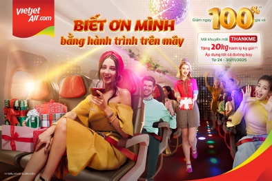 Vietjet khởi động chuỗi ưu đãi “Biết ơn mình” với triệu vé bay giảm giá đến 100%