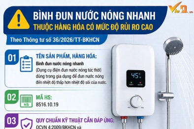 Bình đun nước nóng nhanh phải đáp ứng quy chuẩn kỹ thuật quốc gia nào?