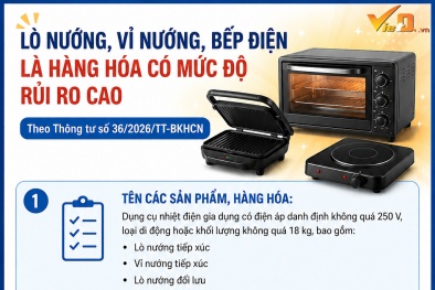 Lò nướng, vỉ nướng, bếp điện thuộc hàng hóa có mức độ rủi ro cao, phải công bố hợp quy 