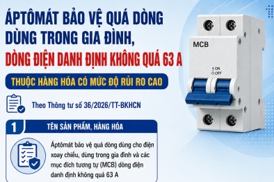 Từ ngày 1/4/2027, sản phẩm áptômát bảo vệ quá dòng phải đáp ứng QCVN 25:2025/BKHCN 