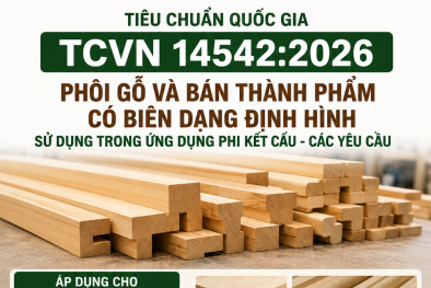 TCVN 14542:2026 yêu cầu kiểm soát chất lượng phôi gỗ, bán thành phẩm dùng trong đồ gỗ