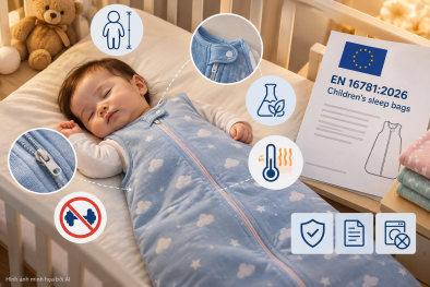 EN 16781:2026 nâng cao yêu cầu an toàn đối với túi ngủ trẻ em