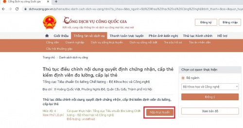 Tích hợp và cung cấp hai thủ tục hành chính về đo lường trên cổng dịch vụ công quốc gia - Vimarsana News